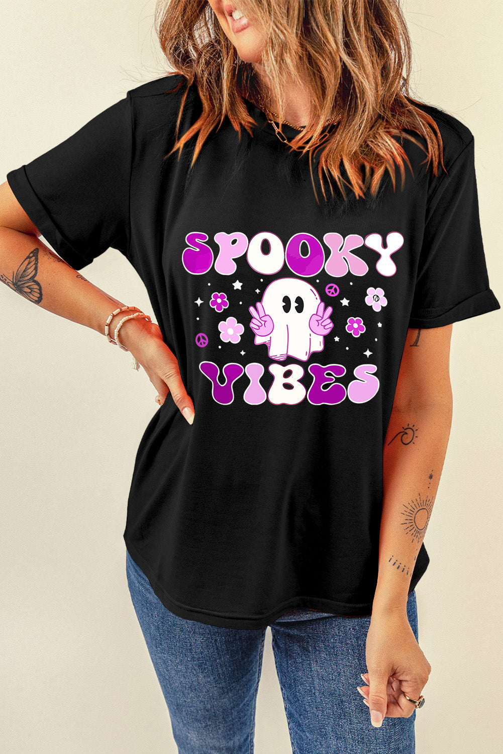 Graphic Round Neck Short Sleeve T-Shirt-Angel Casuals