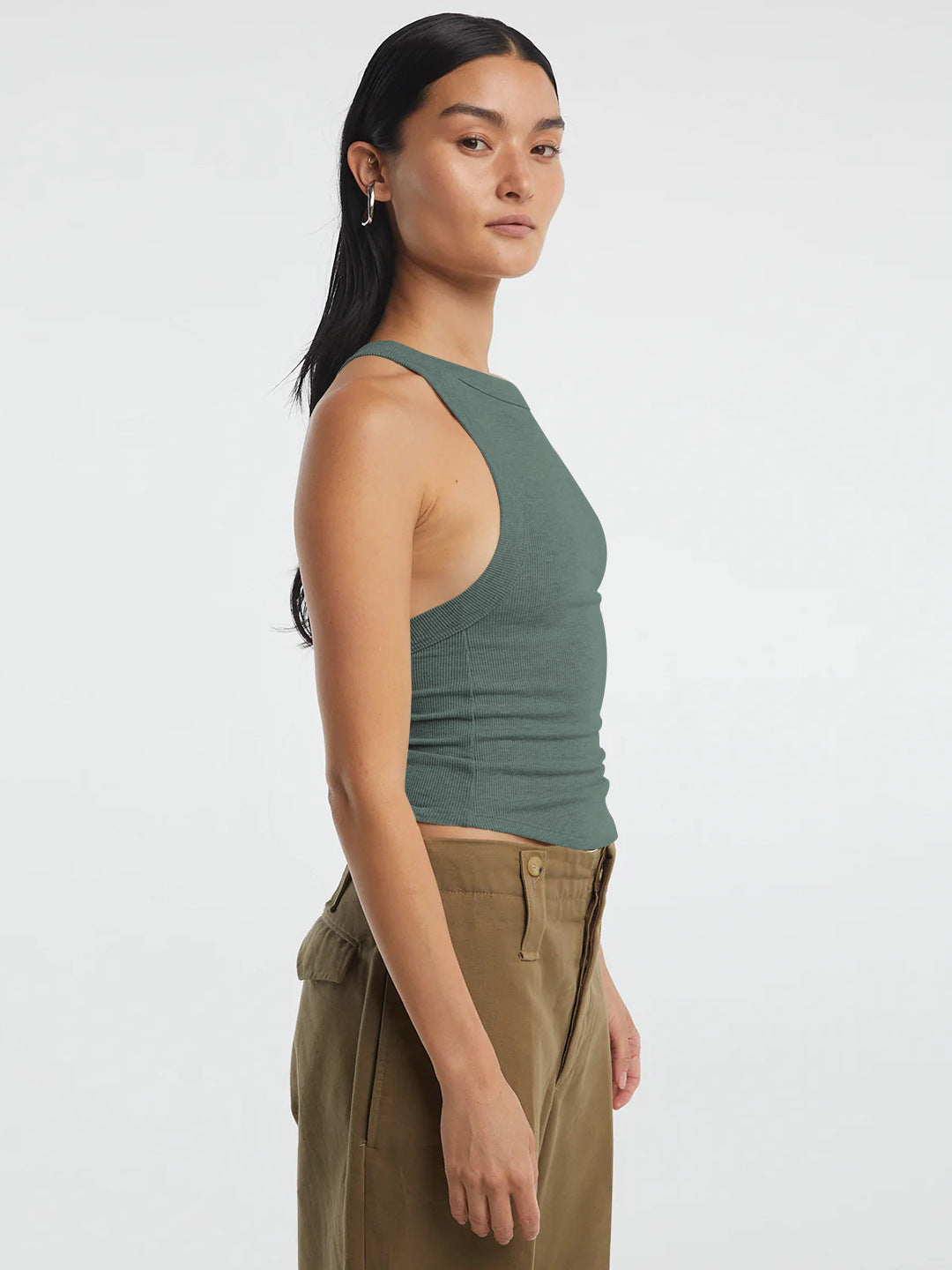 Halter Neck Ribbed Cropped Top-Angel Casuals