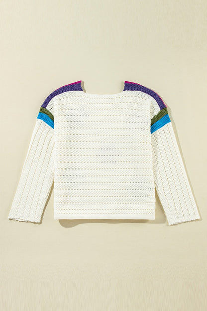 Flower Round Neck Long Sleeve Sweater-Angel Casuals