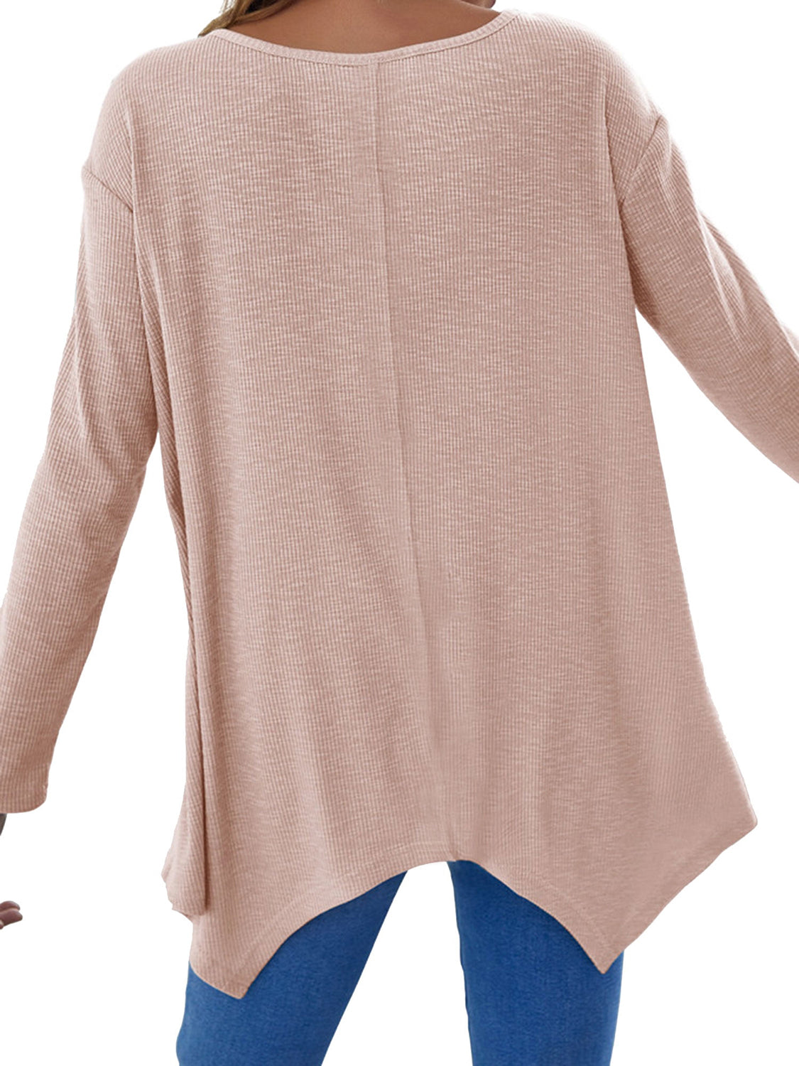 Full Size V-Neck Long Sleeve T-Shirt-Angel Casuals