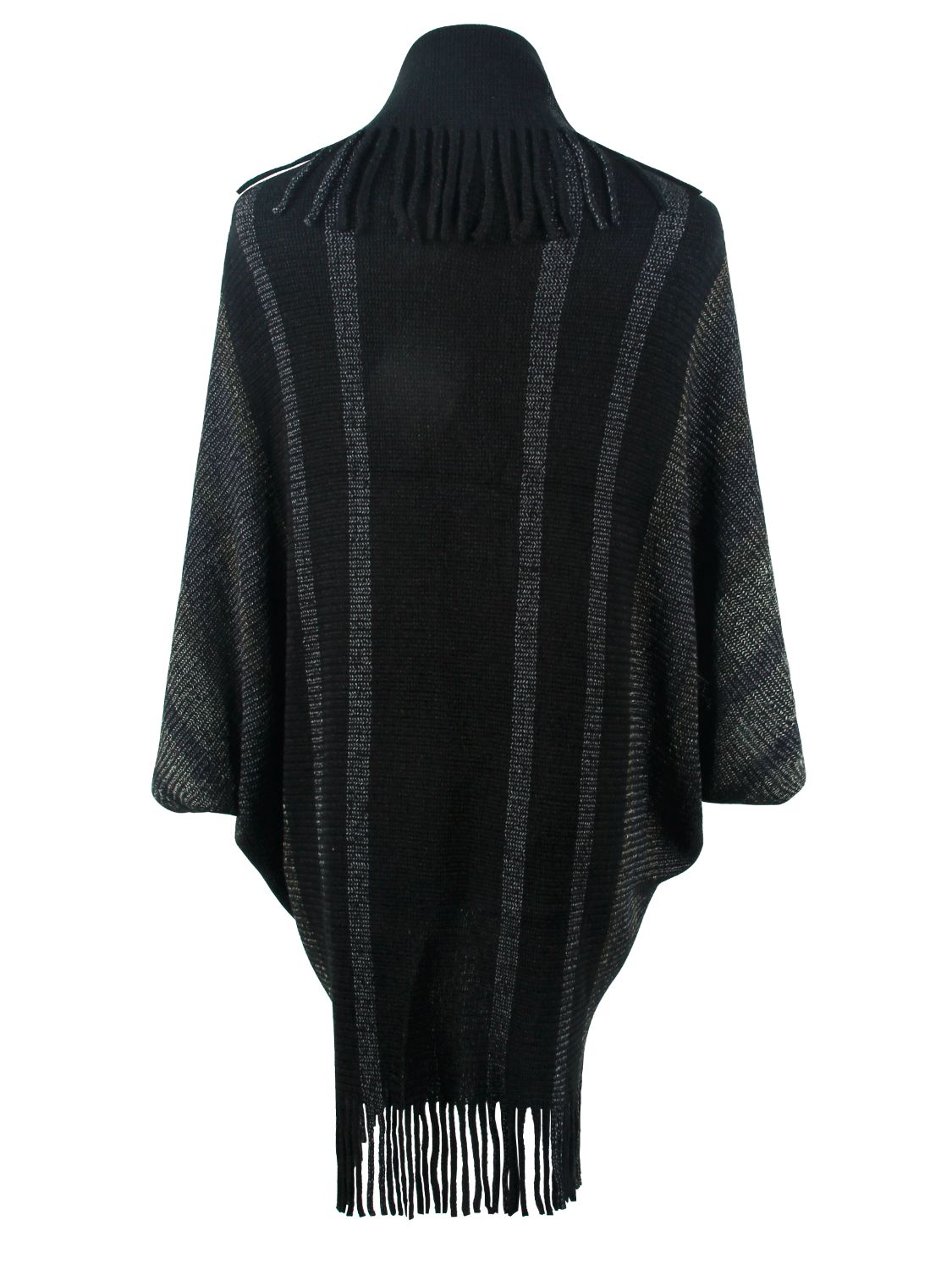 Fringe Detail Open Front Poncho-Angel Casuals