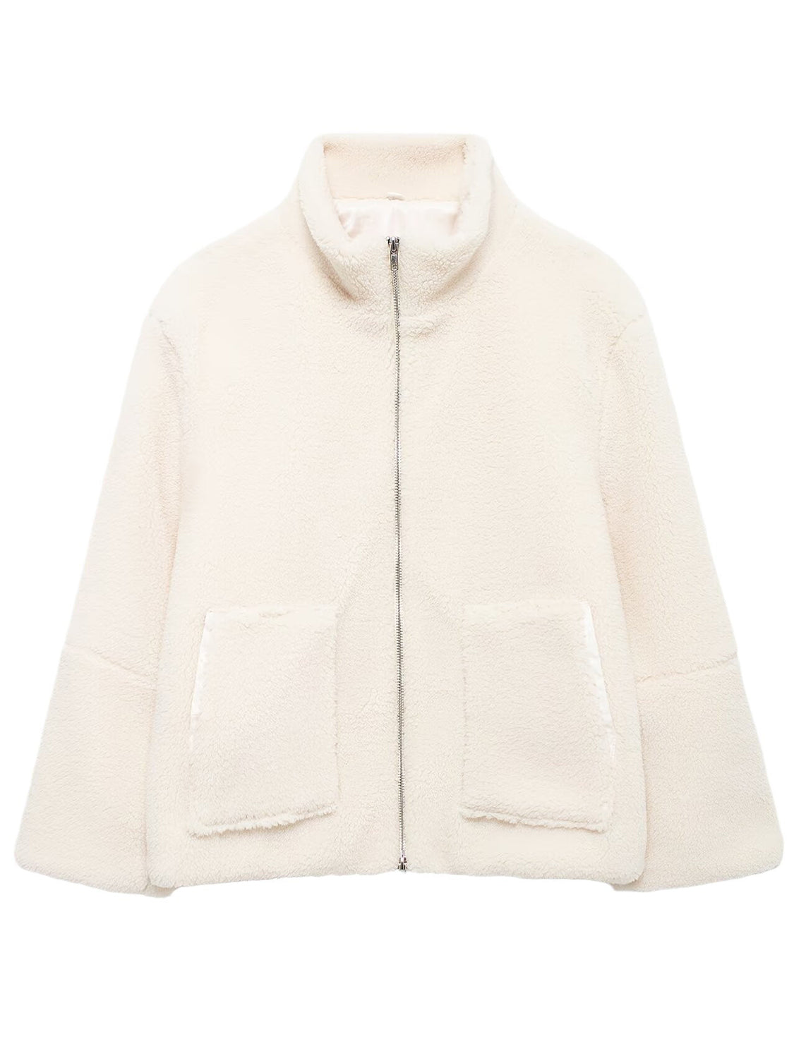 Turtleneck Zip Up Long Sleeve Plush Jacket-Angel Casuals