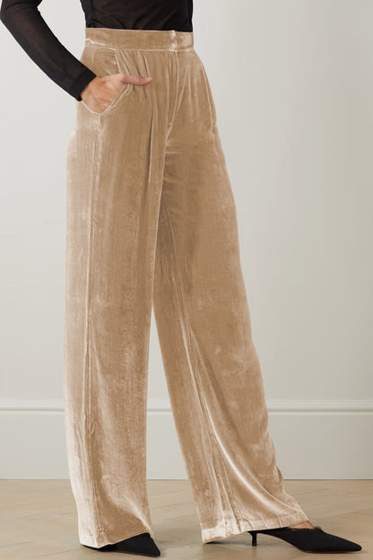 Loose Fit High Waist Long Pants with Pockets-Angel Casuals