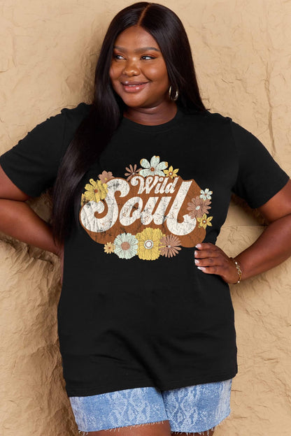 Simply Love Full Size WILD SOUL Graphic Cotton T-Shirt-Angel Casuals