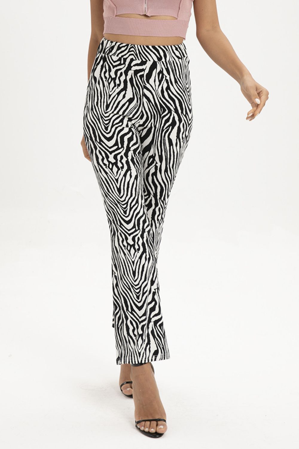 Zebra Print Straight Leg Pants-Angel Casuals