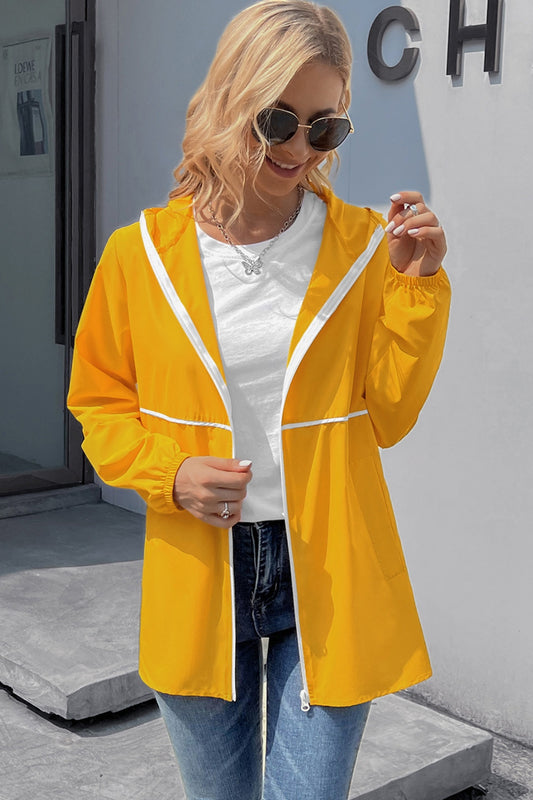 Ivy Lane Zip Up Long Sleeve Hooded Watertight Jacket-Angel Casuals