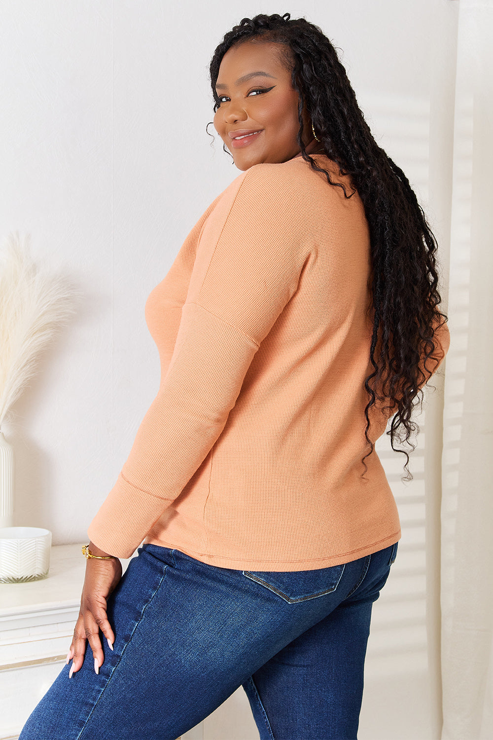 Basic Bae Half Button Long Sleeve Top-Angel Casuals