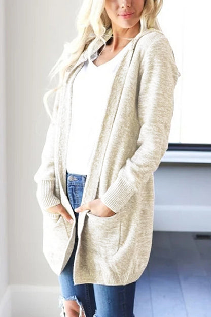 Heathered Open Front Cardigan with Pockets-Angel Casuals