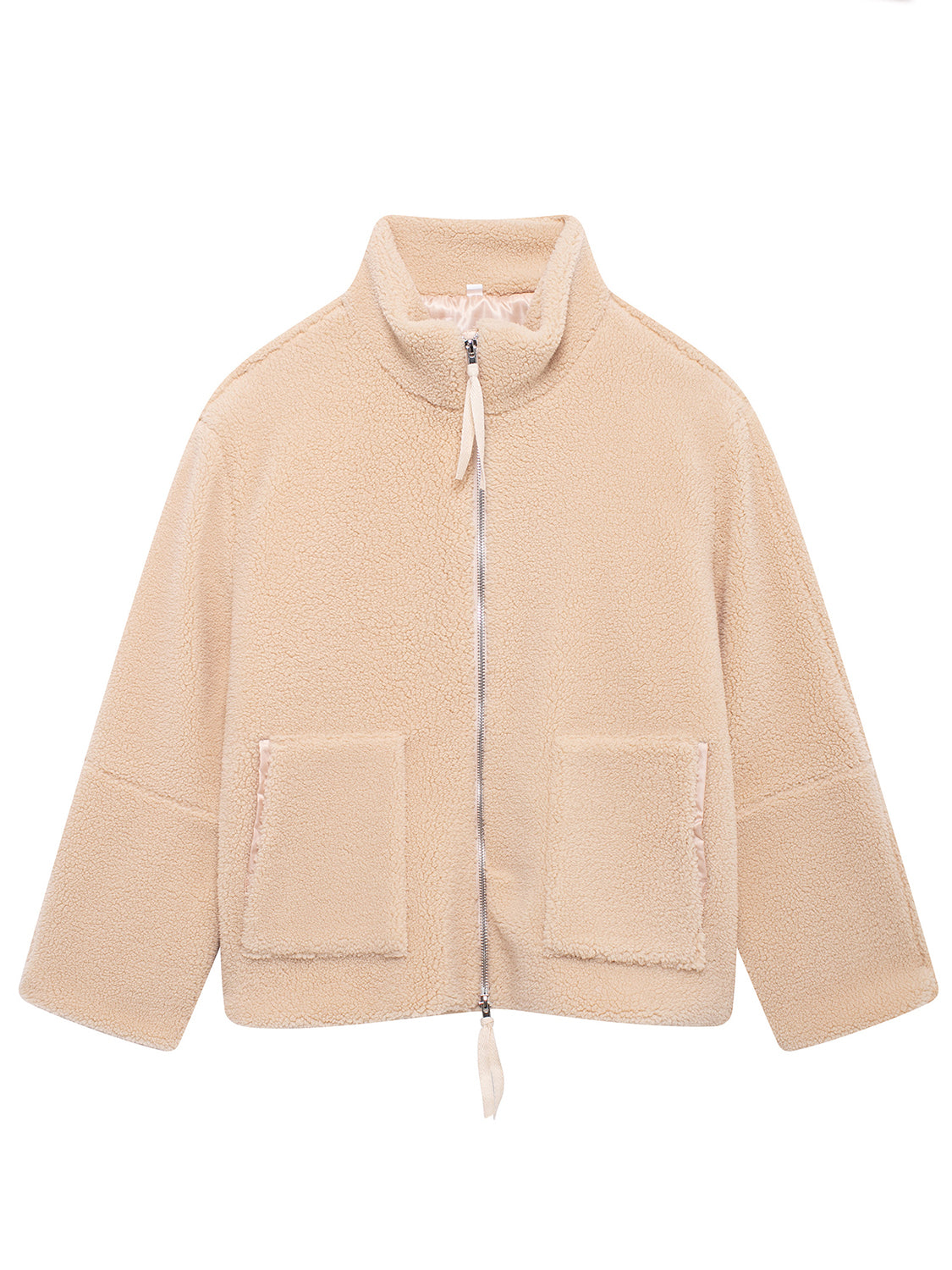 Turtleneck Zip Up Long Sleeve Plush Jacket-Angel Casuals