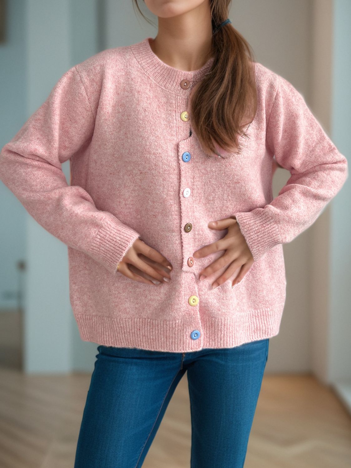 Button Down Long Sleeve Cardigan-Angel Casuals