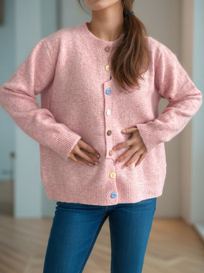 Button Down Long Sleeve Cardigan-Angel Casuals