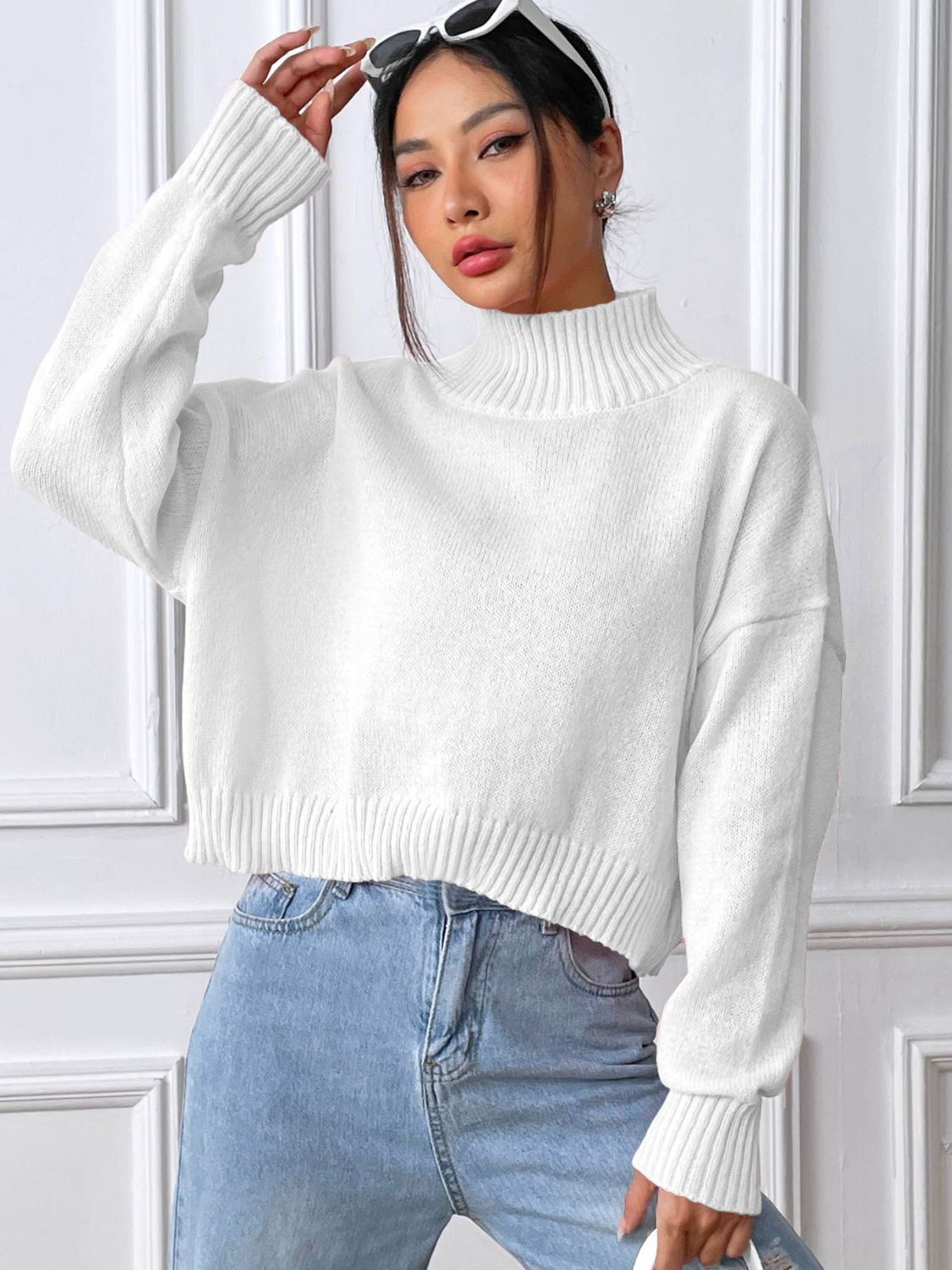 Turtleneck Long Sleeve Sweater-Angel Casuals