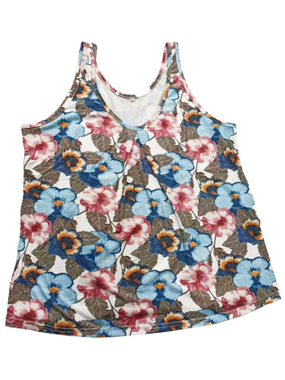 Printed Scoop Neck Wide Strap Tank-Angel Casuals