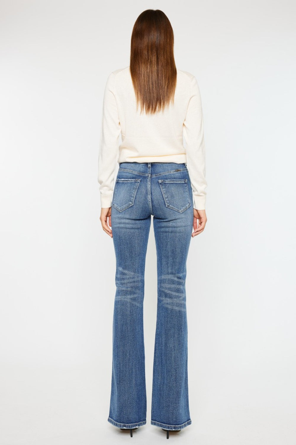 Kancan Cat's Whiskers High Waist Flare Jeans-Angel Casuals