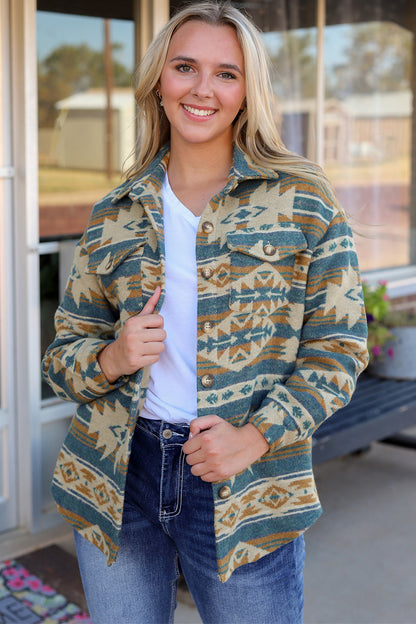 Geometric Button Down Collared Jacket-Angel Casuals