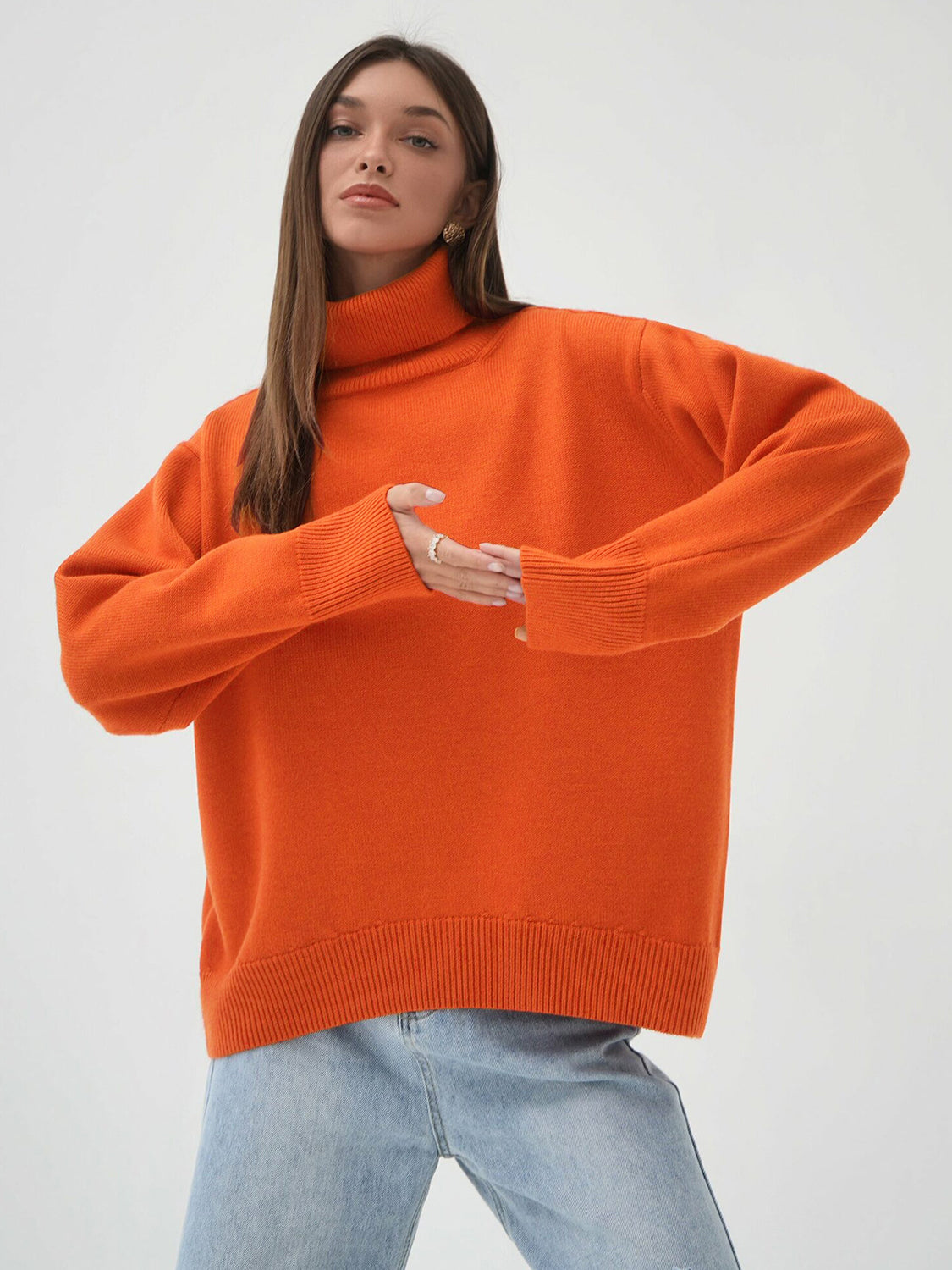 Turtleneck Long Sleeve Sweater-Angel Casuals