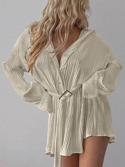 Button Up Dropped Shoulder Shirt Dress-Angel Casuals