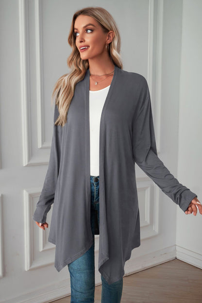 Open Front Long Sleeve Cardigan-Angel Casuals