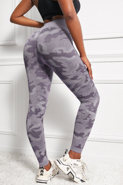 Camo Print Seamless High Waist Yoga Leggings-Angel Casuals