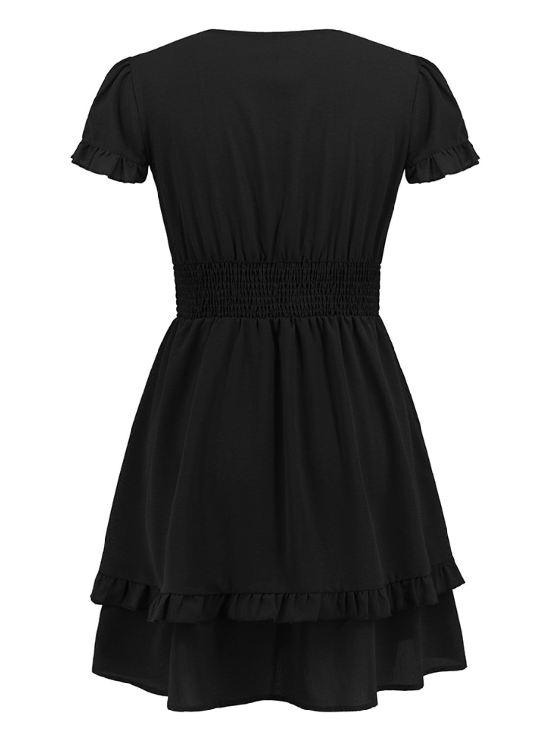 Tied V-Neck Tiered Mini Dress-Angel Casuals