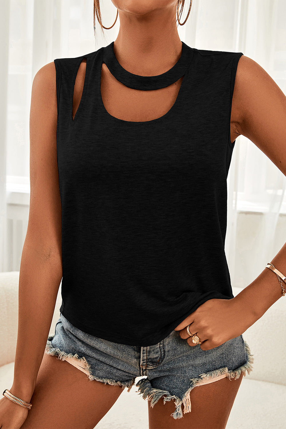 Cutout Sleeveless Top-Angel Casuals