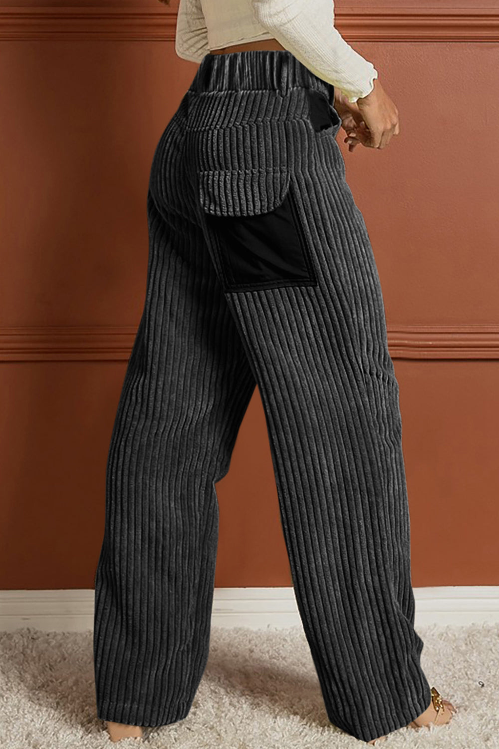 Ribbed Longline Pocketed Pants-Angel Casuals