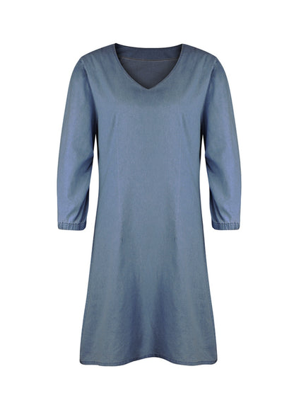 Full Size V-Neck Half Sleeve Dress-Angel Casuals