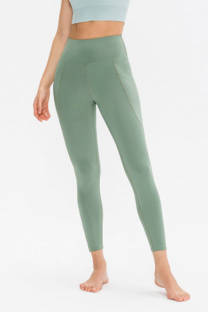 Slim Fit Long Active Leggings with Pockets-Angel Casuals