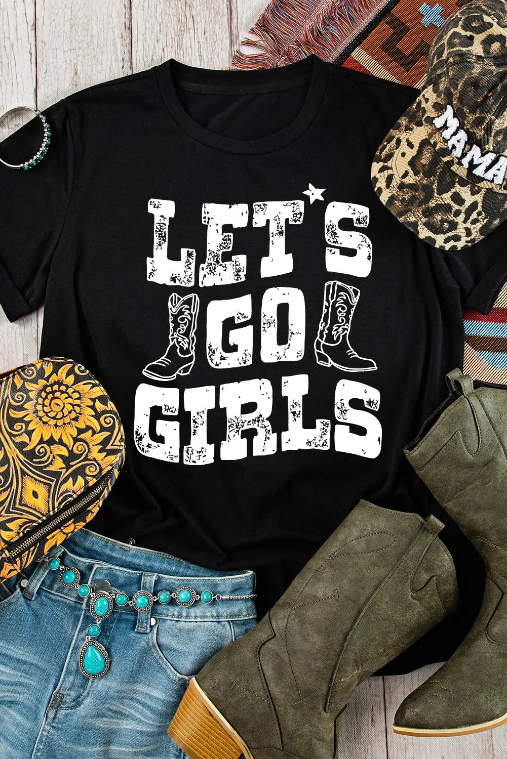 Letter Graphic Round Neck Short Sleeve T-Shirt-Angel Casuals