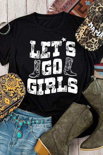 Letter Graphic Round Neck Short Sleeve T-Shirt-Angel Casuals