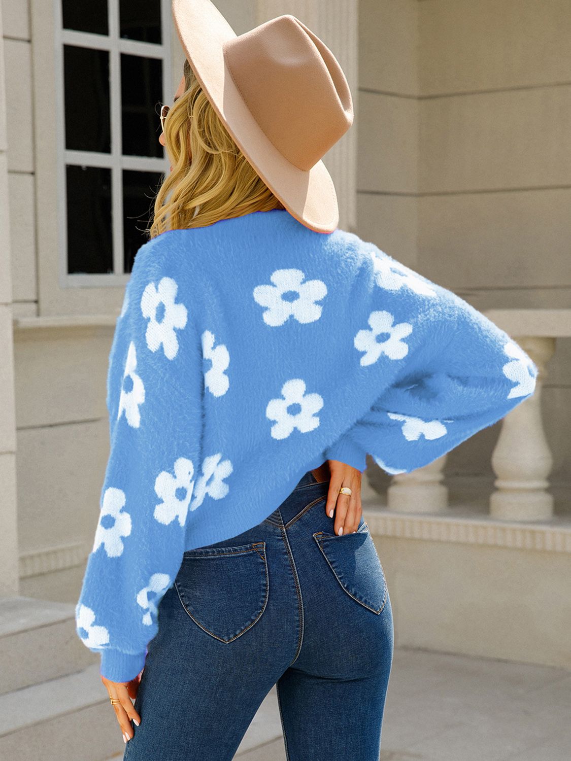 Angel Wings Flower Open Front Long Sleeve Cardigan-Angel Casuals