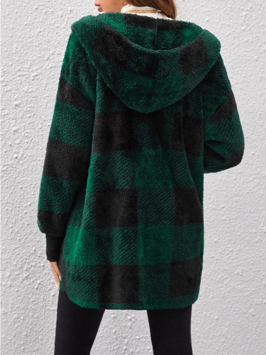 Plaid Long Sleeve Hooded Coat-Angel Casuals