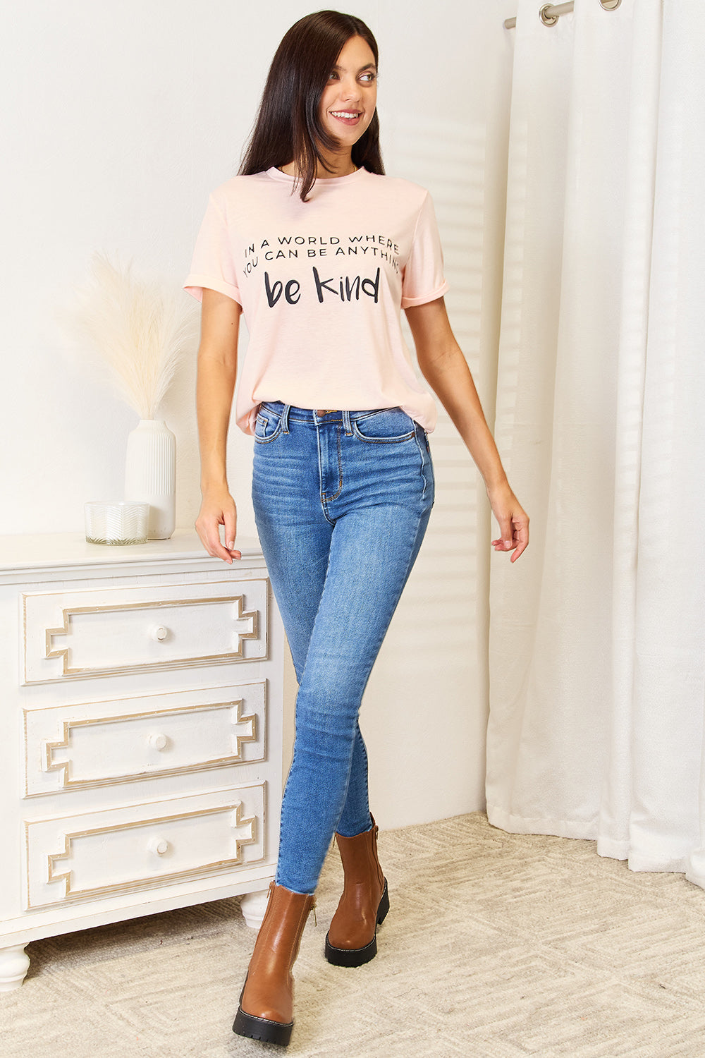 Simply Love Slogan Graphic Cuffed T-Shirt-Angel Casuals