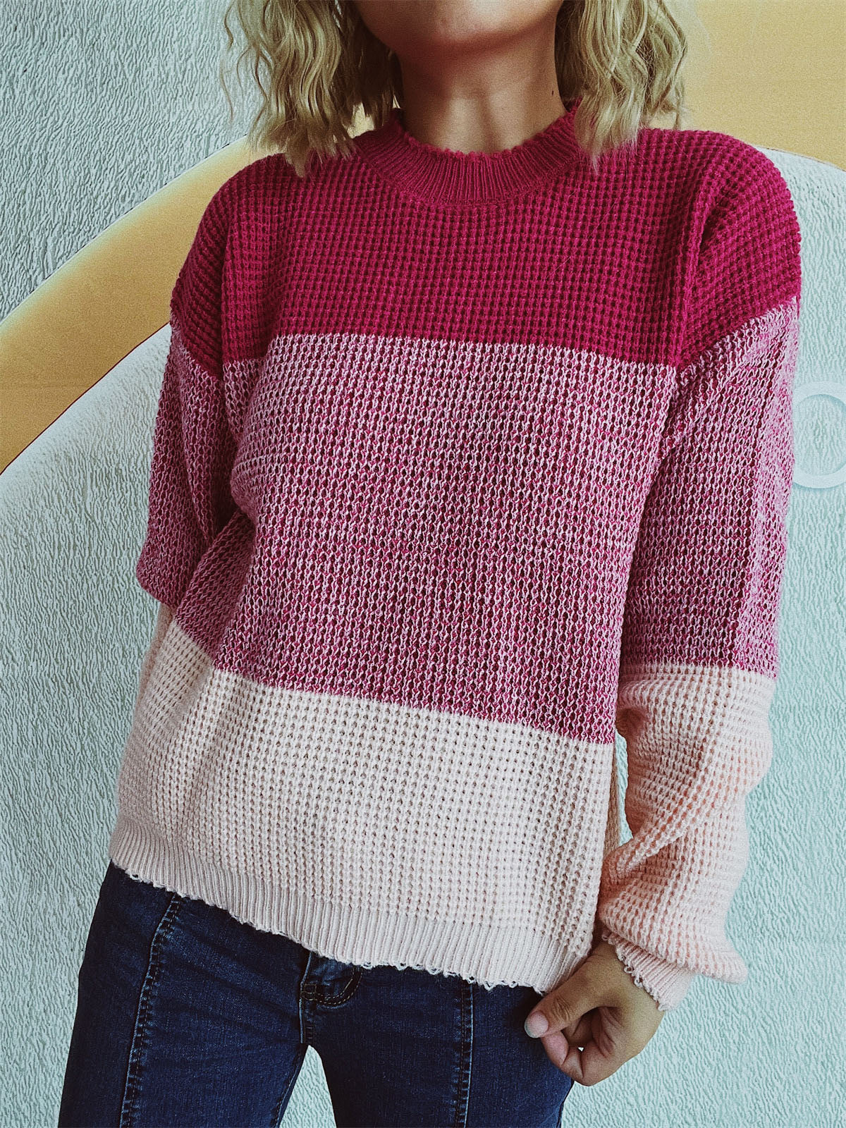 Color Block Long Sleeve Sweater-Angel Casuals