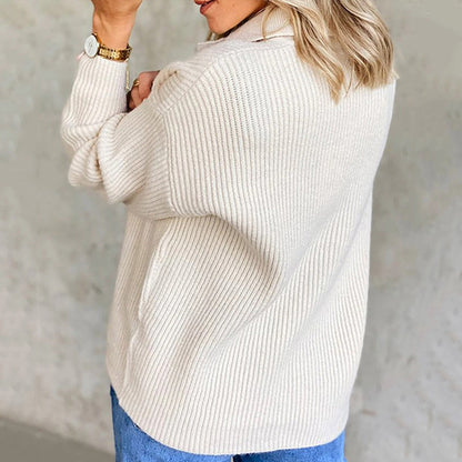 Collared Neck Rib-Knit Top-Angel Casuals