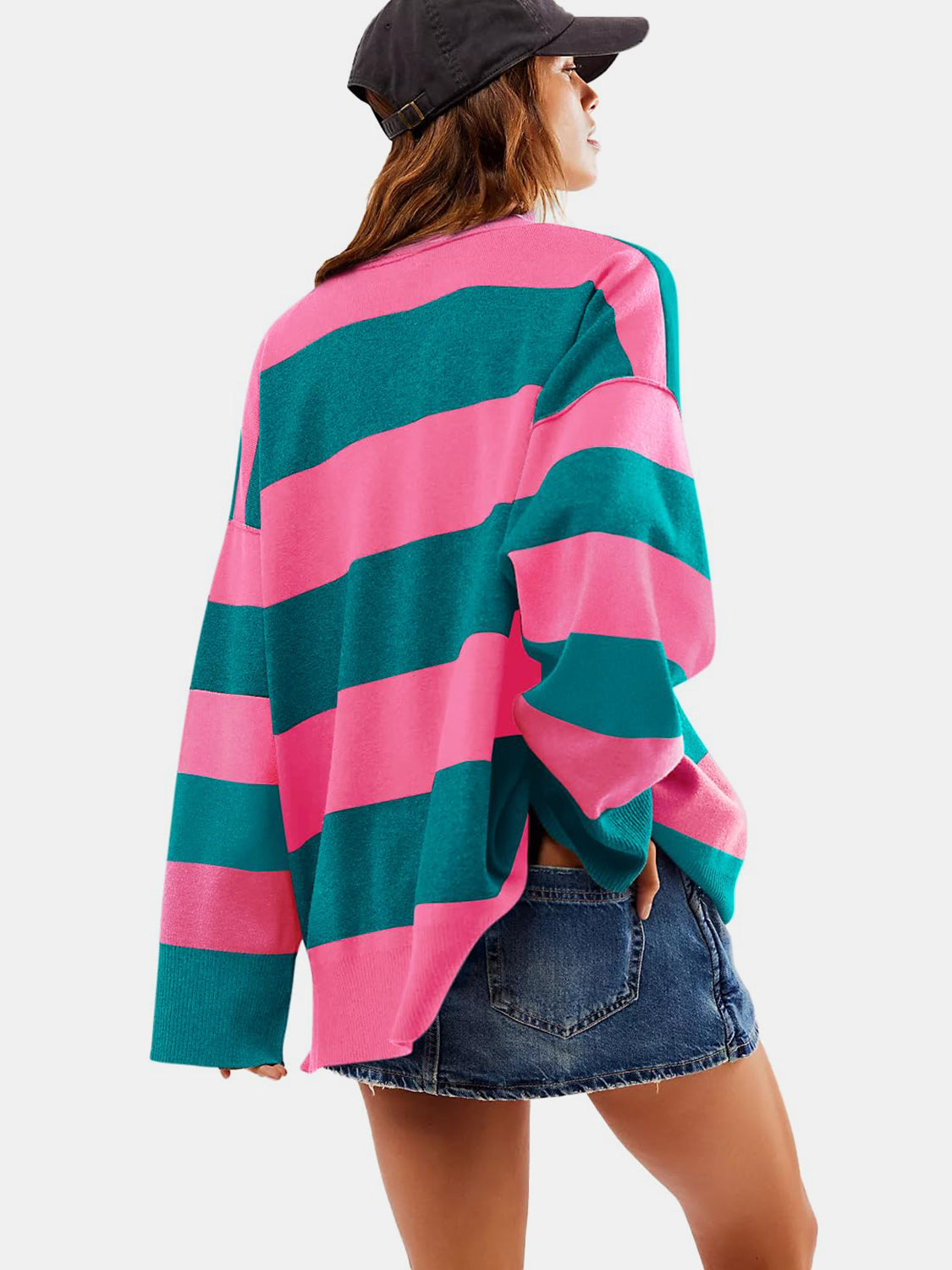 Color Block Half Zip Long Sleeve Sweater-Angel Casuals