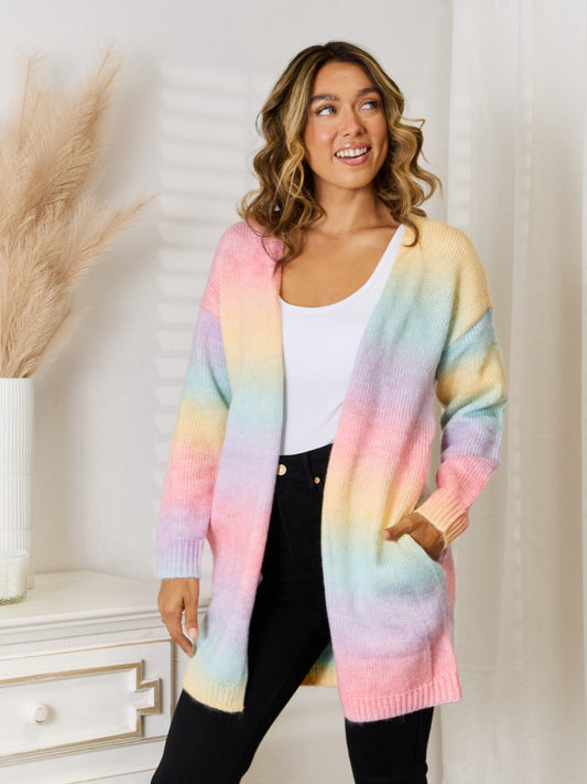 Angel Wings Full Size Gradient Open Front Cardigan-Angel Casuals