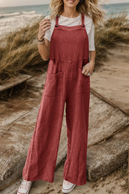 Full Size Wide Leg Front Pocket Jumpsuit-Angel Casuals