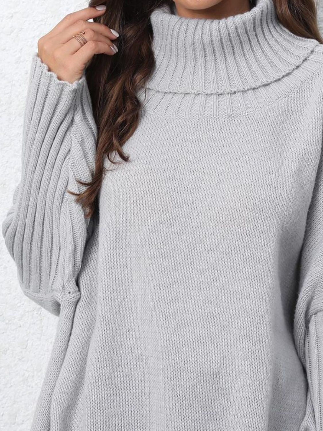 Turtleneck Long Sleeve Sweater-Angel Casuals