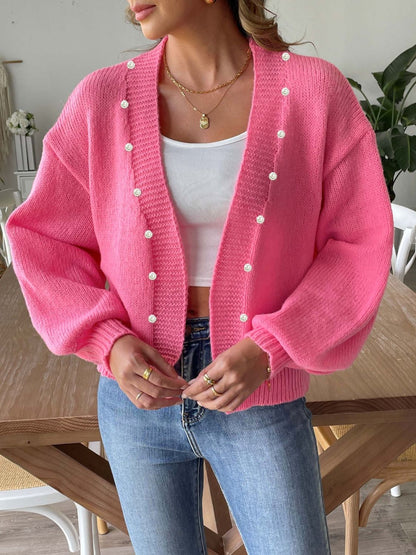 Pearl Open Front Long Sleeve Cardigan-Angel Casuals