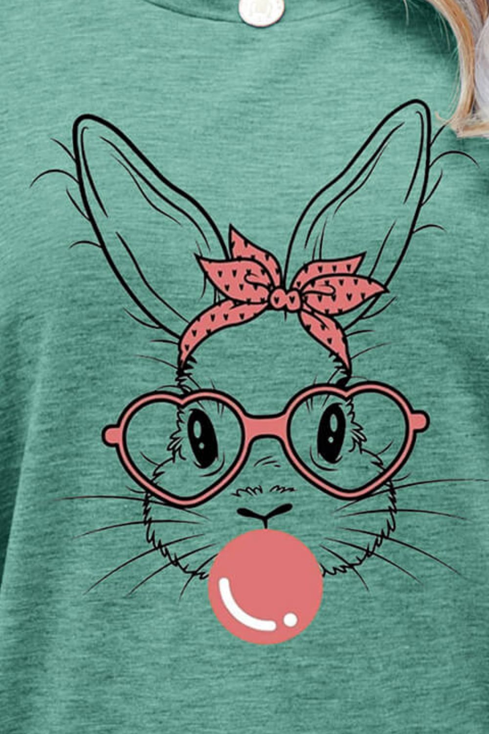 Easter Bunny Graphic Round Neck T-Shirt-Angel Casuals