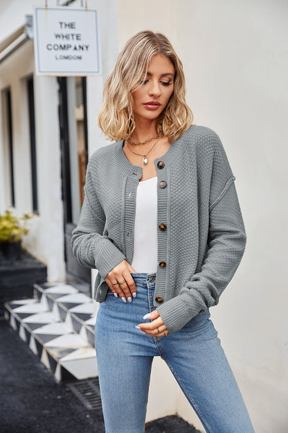 Button Down Exposed Seam Cardigan-Angel Casuals