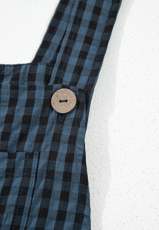 Plaid Wide Strap Wide Leg Overalls-Angel Casuals