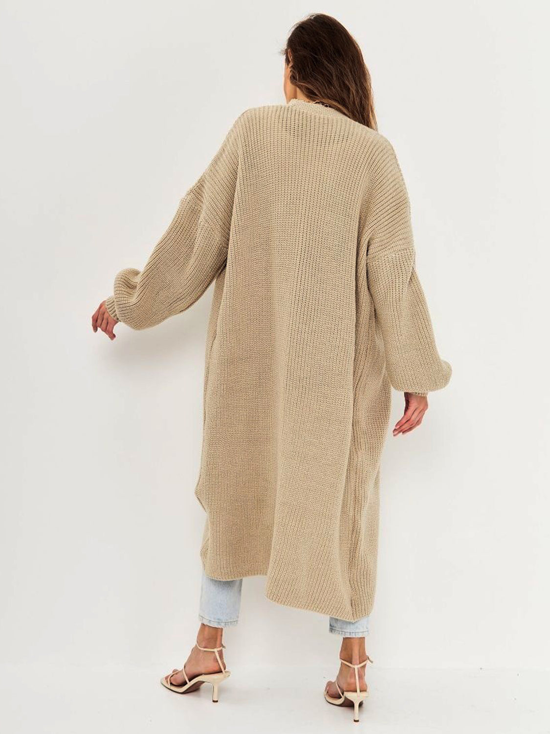 Open Front Long Sleeve Longline Cardigan-Angel Casuals