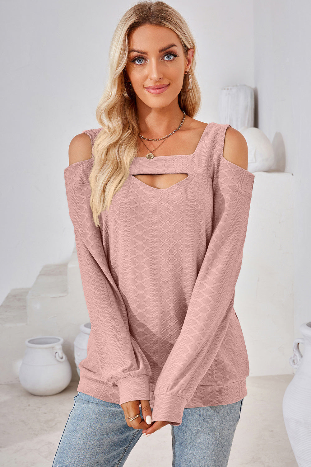 Cutout Square Neck Cold Shoulder T-Shirt-Angel Casuals