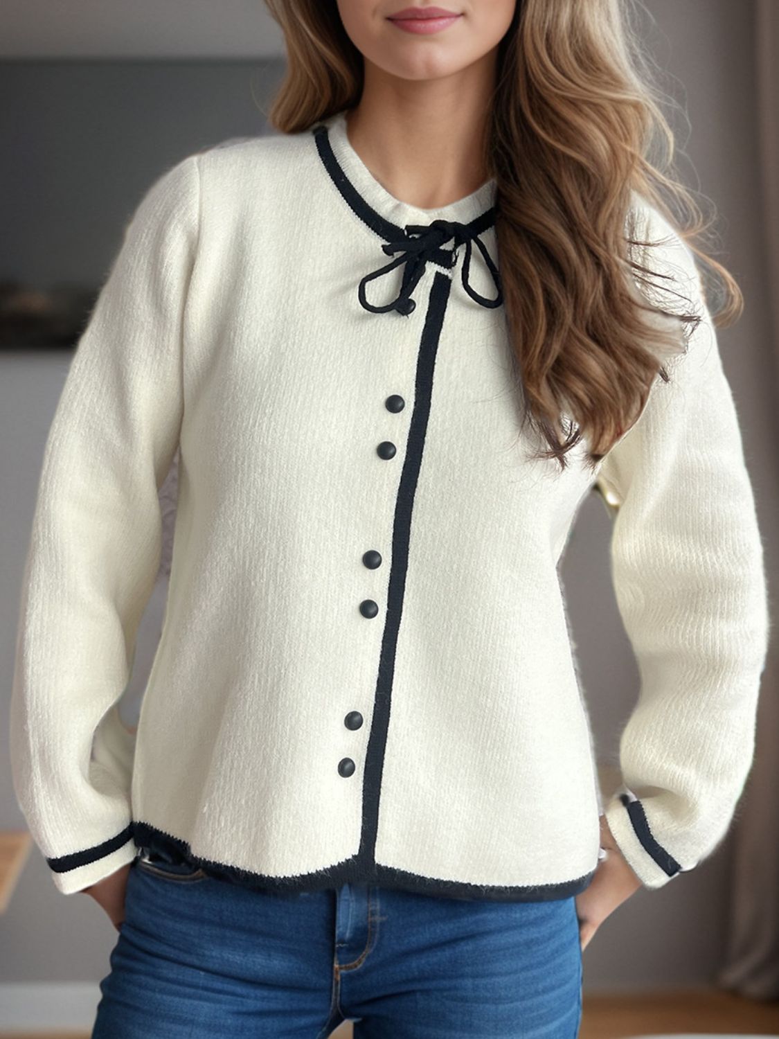 Button Down Long Sleeve Cardigan-Angel Casuals