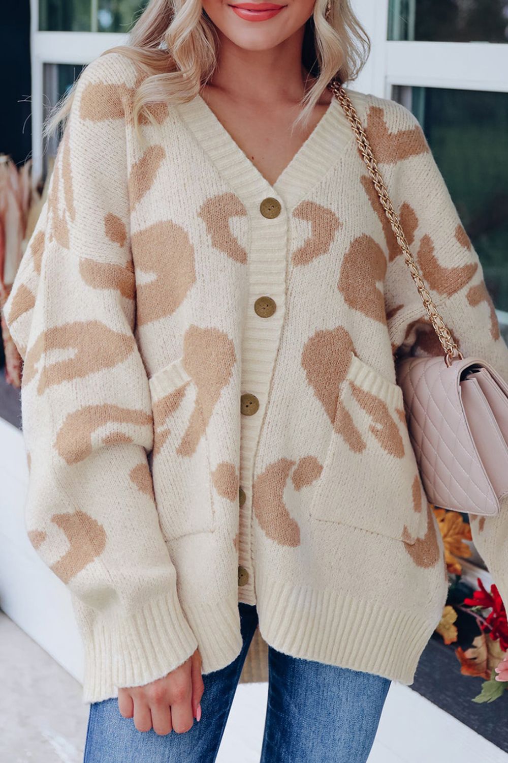 Leopard V Neck Button Down Cardigan-Angel Casuals