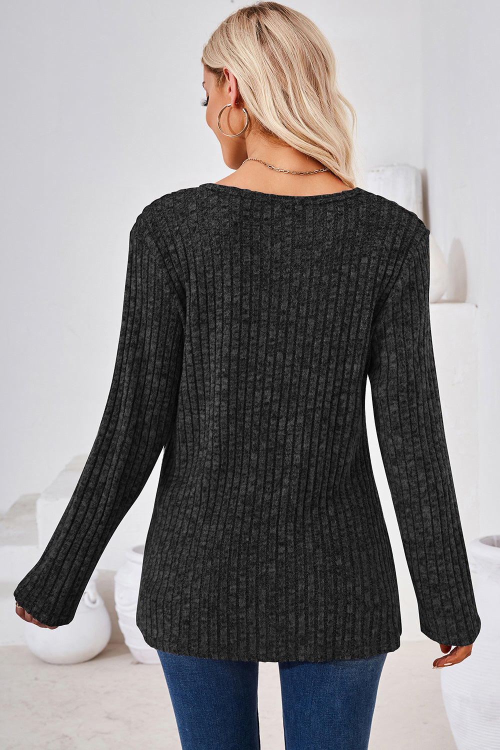 Round Neck Long Sleeve T-Shirt-Angel Casuals