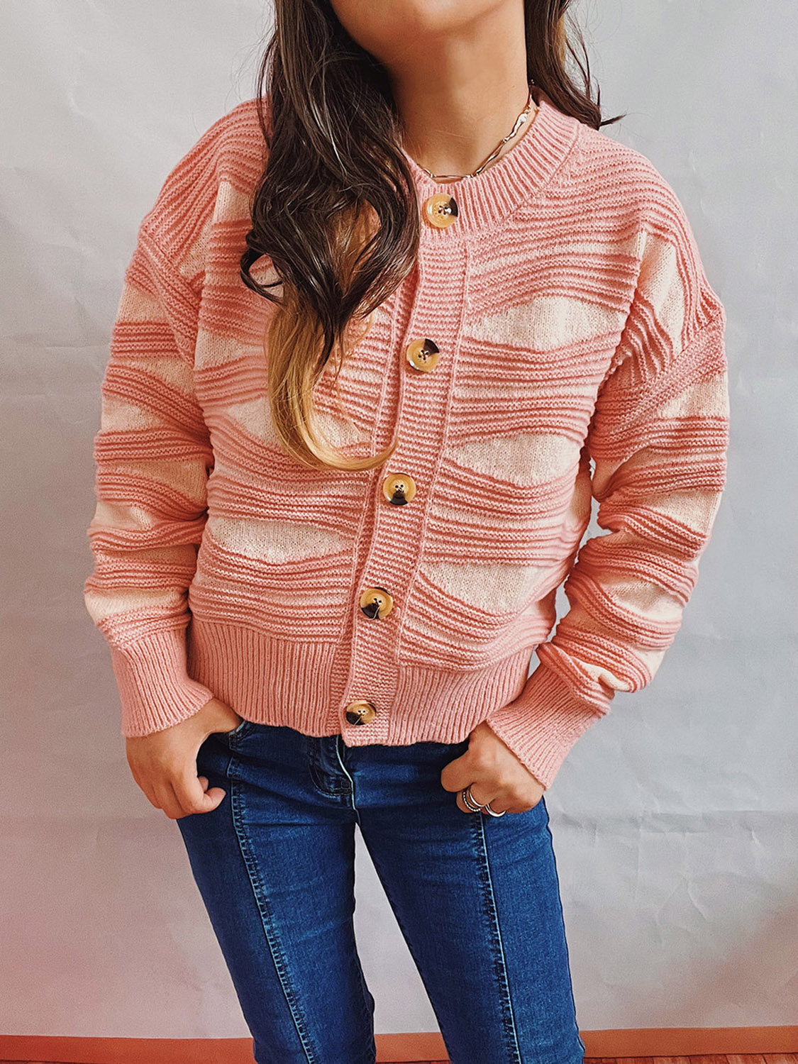 Color Block Button Front Cardigan-Angel Casuals