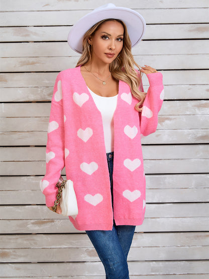 Angel Wings Heart Open Front Long Sleeve Cardigan-Angel Casuals